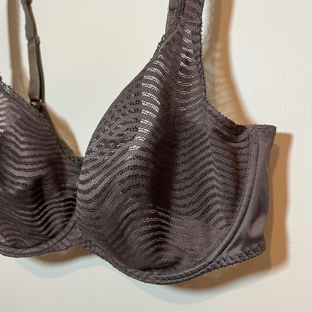 Empreinte Bra Full Cup Kaela Wavy Lace Underwire Brown 38E - Picture 3 of 4